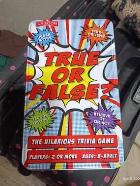 True or False? Trivia Game - Red & Yellow Pop-Art Tin